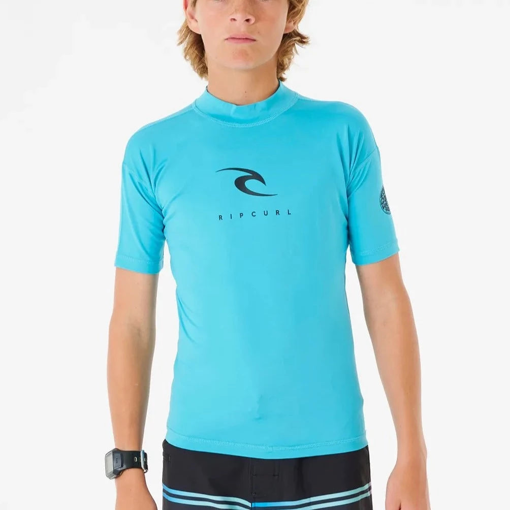 Ripcurl Boys Corp Short Sleeve UV Tee - Blue boys rashguard