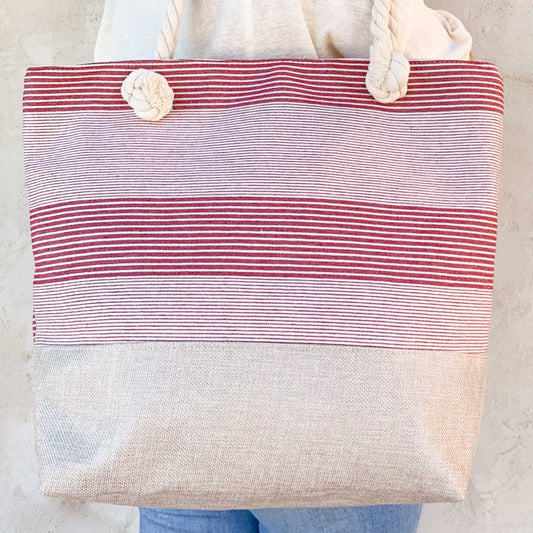 Surf World Beach / Boat Bag - Striped / Printed Bag Red Stripe