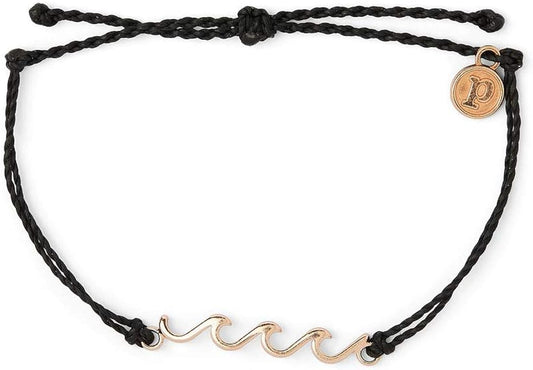 Pura Vida Rose Gold Delicate Wave Bracelet - Black Jewelry