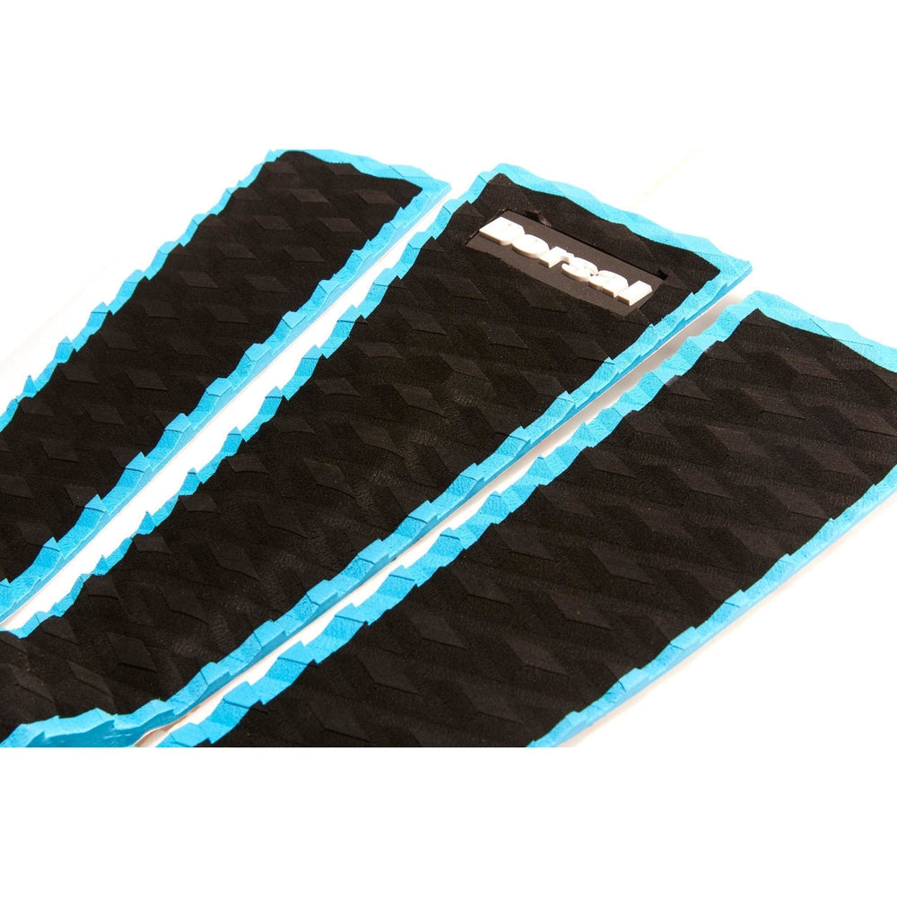 DORSAL Three 3 Piece EVA Surfboard Deck Traction Pads with Kicker Tail for Stomp Skimboards, Surf Boards, Fish Board, Funboard Black/Blue/Red Traction Pads