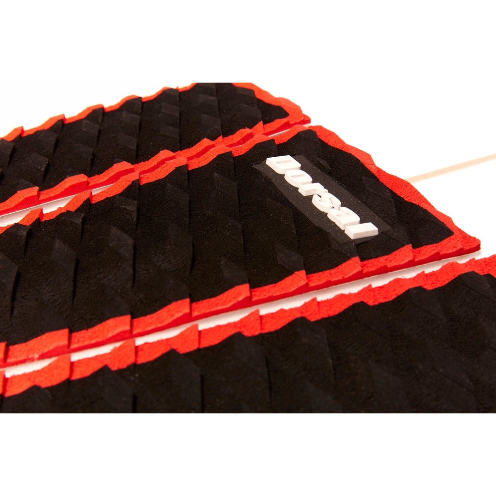 DORSAL Three 3 Piece EVA Surfboard Deck Traction Pads with Kicker Tail for Stomp Skimboards, Surf Boards, Fish Board, Funboard Black/Blue/Red Traction Pads