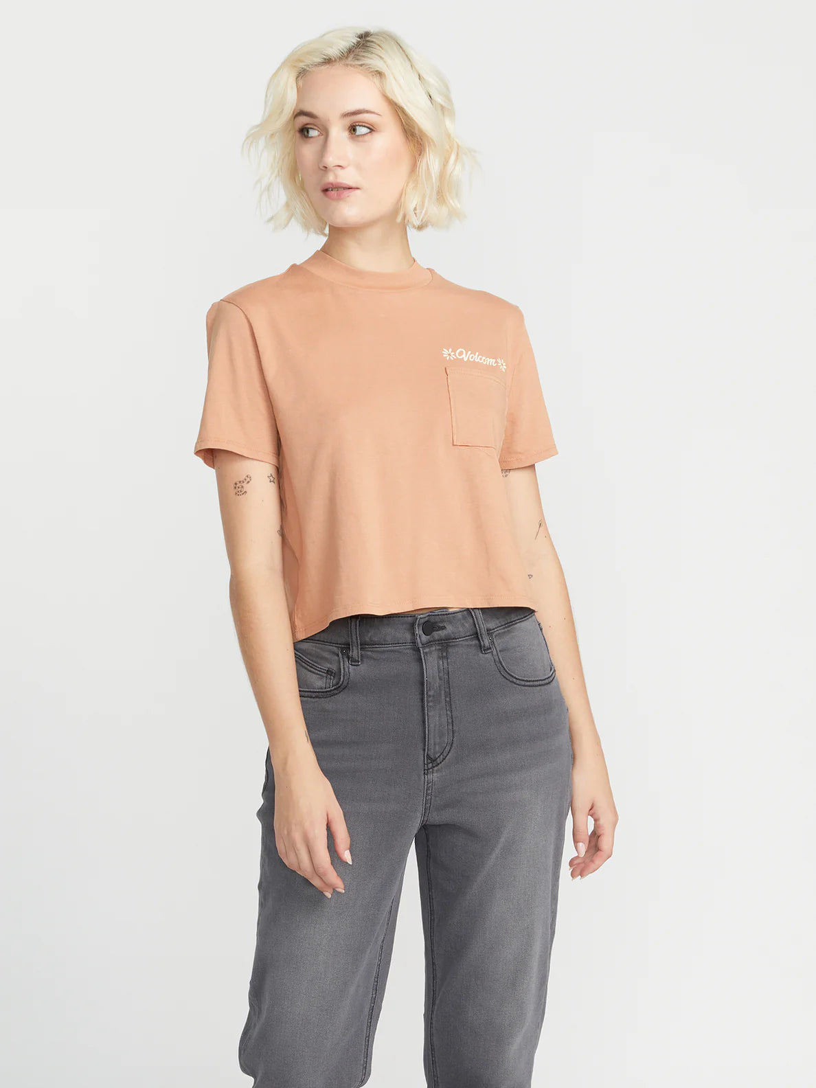 Volcom Pocket Dial Crop T Shirt - Clay Womens T Shirt