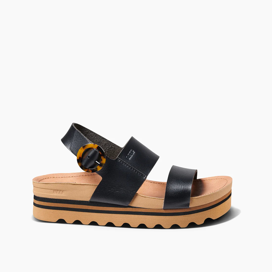 Reef Vista Hi Buckle Sandals - Black Tan Womens Footwear