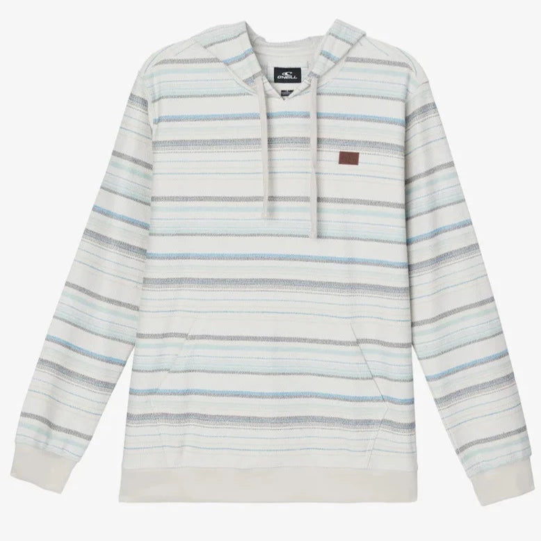 Oneill Bavaro Stripe Hooded Pullover Terry - Fog mens hoodie