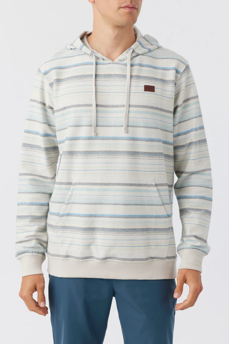 Oneill Bavaro Stripe Hooded Pullover Terry - Fog mens hoodie