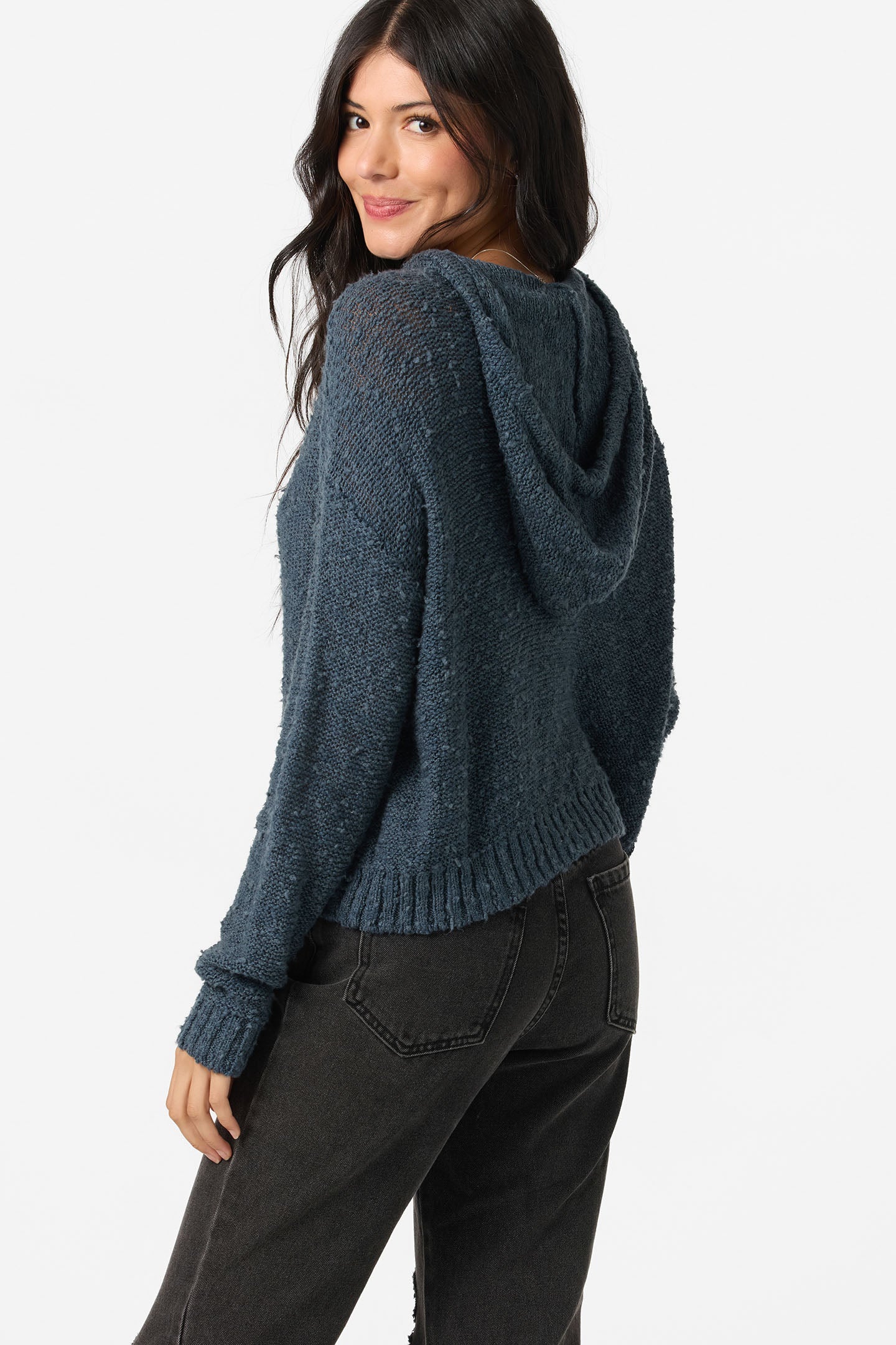 Oneill Jayne Solid Hooded Sweater - Slate Blue womens sweater