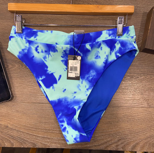 H2Oh Tie Dye Barbados Banded Bottom - Blue Aqua womens swimwear