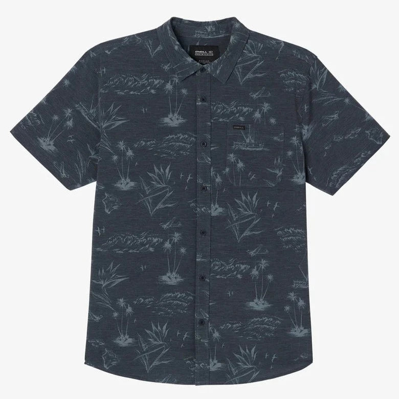 Oneill Trvlr Traverse UPF Button Down Shirt - Black Hawaii Mens Woven Shirt