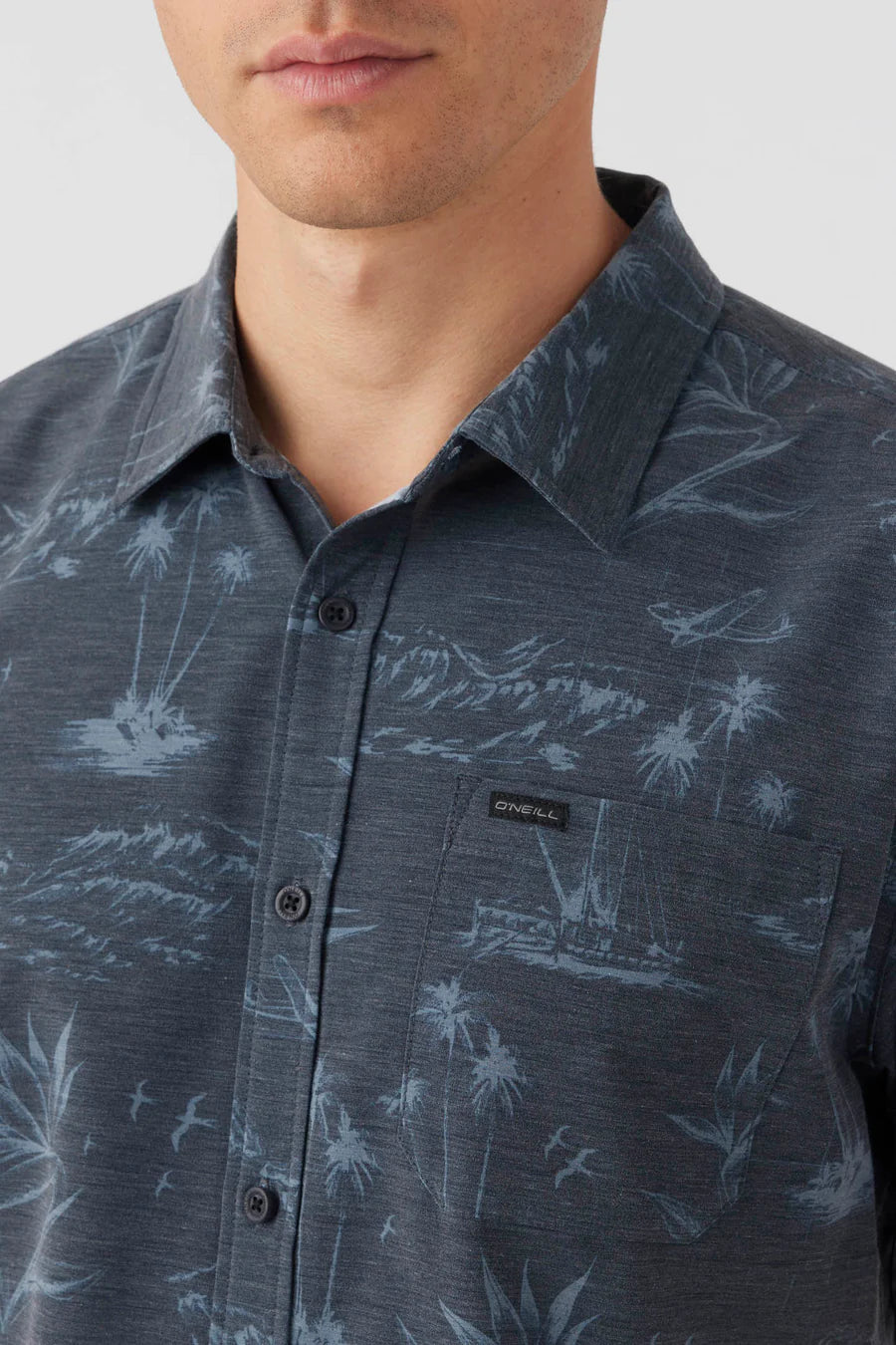 Oneill Trvlr Traverse UPF Button Down Shirt - Black Hawaii Mens Woven Shirt