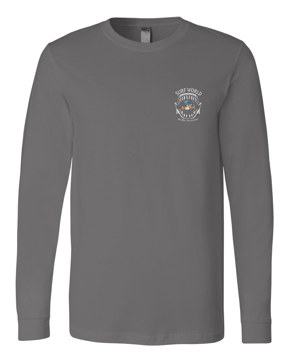 Surf World Tropical Shark Jaws Long Sleeve Tee - Graphite Mens Longsleeve Tee