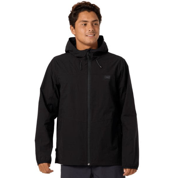 Oneill TLVLR Hooded Stretch Windbreaker Jacket - Black mens jacket