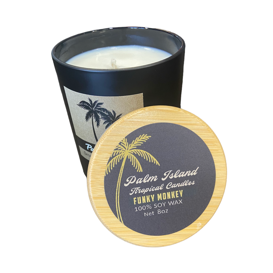 Palm Island Candle Co. 8oz Matte Black Glass Jar Candle - Funky Monkey Candle
