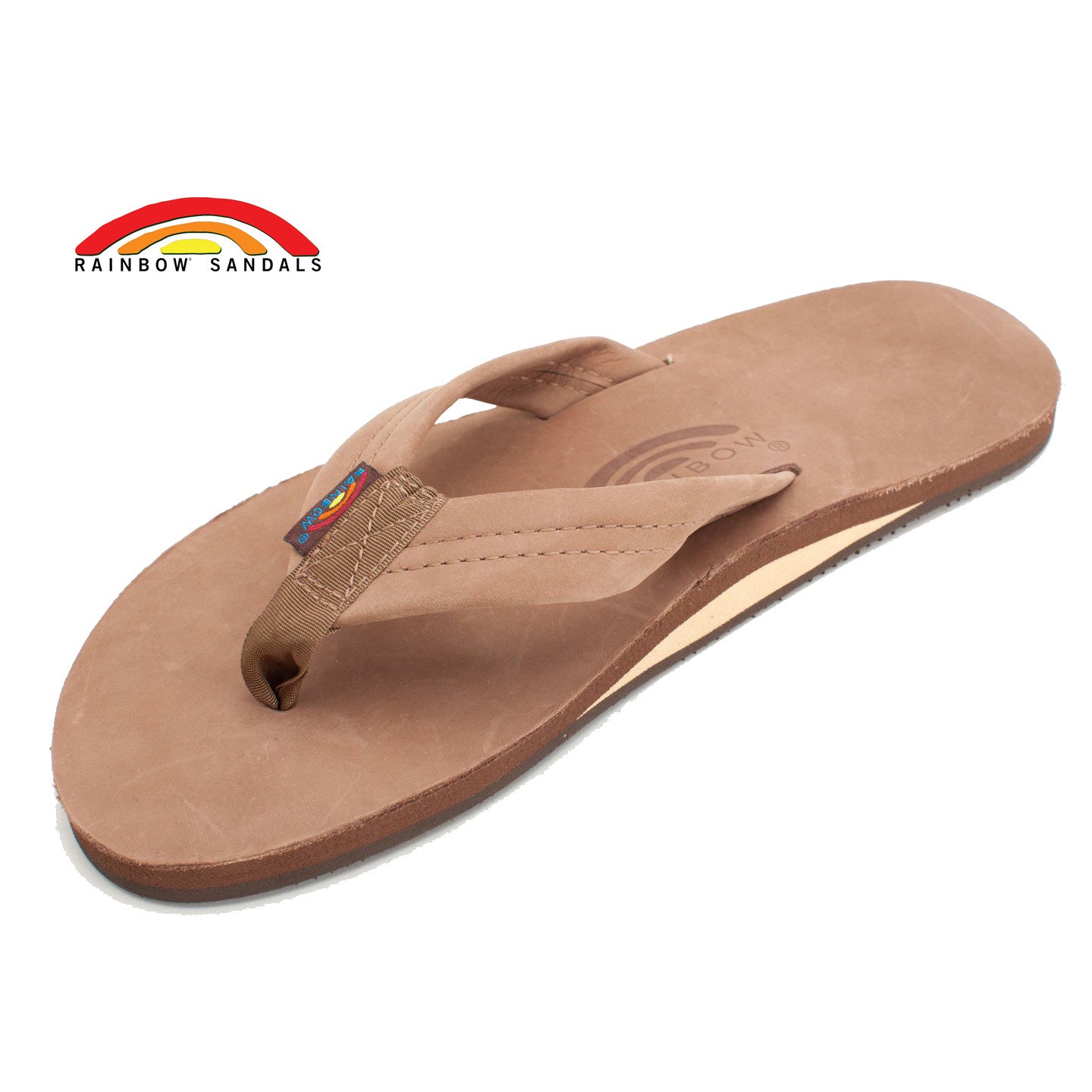 Rainbow Sandals Men's Dark Brown Leather Single Layer Arch Flip