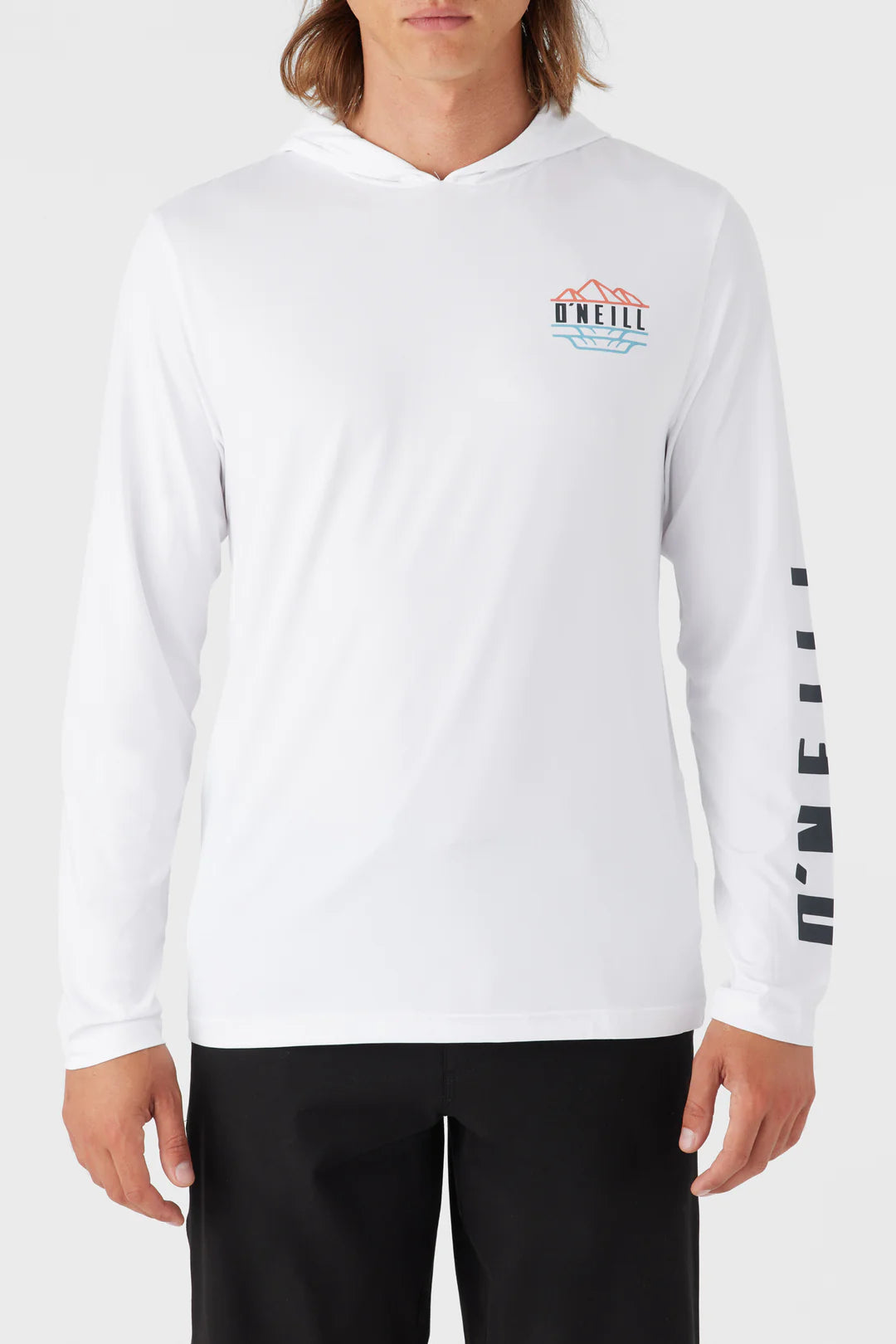 O'Neill Trvlr Staple UPF 50+ Men's Hooded Rashguard Tee - White Mens T Shirt