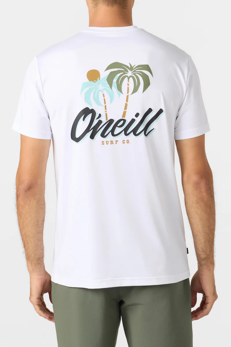 Oneill Trvlr Palms Rashguard UPF SS Tee - White Rashguard Sun Protection