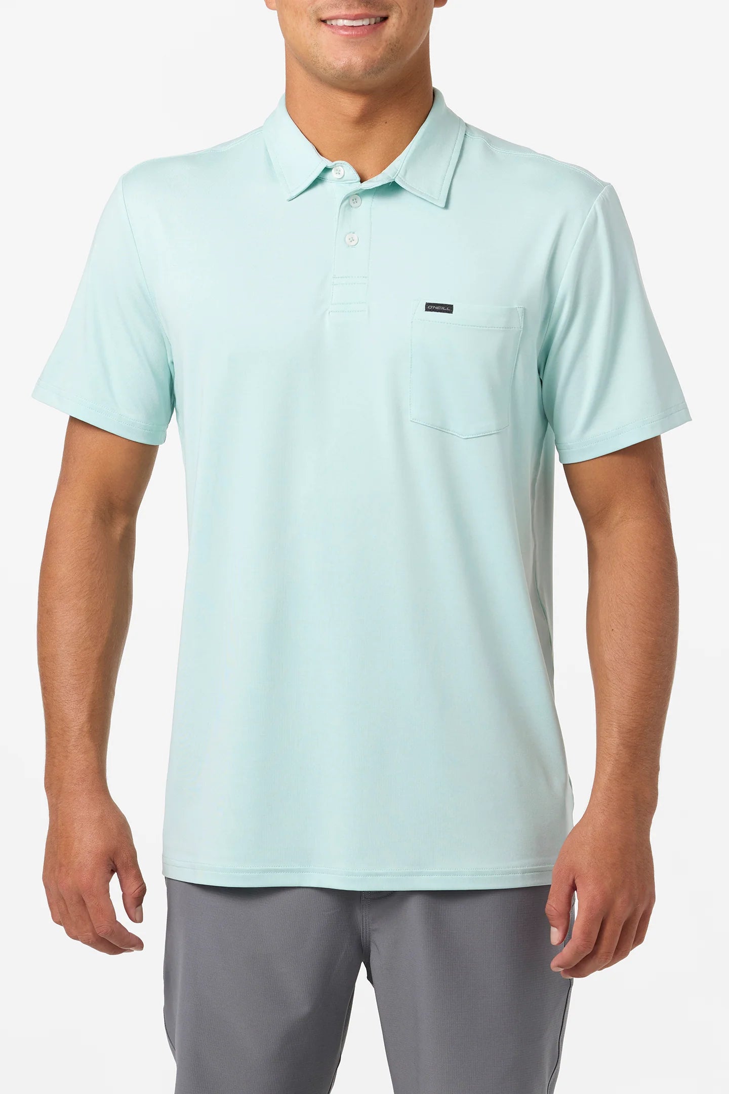 Oneill Trvlr Polo UPF SS Shirt - Heather Turquois Mens Woven Shirt