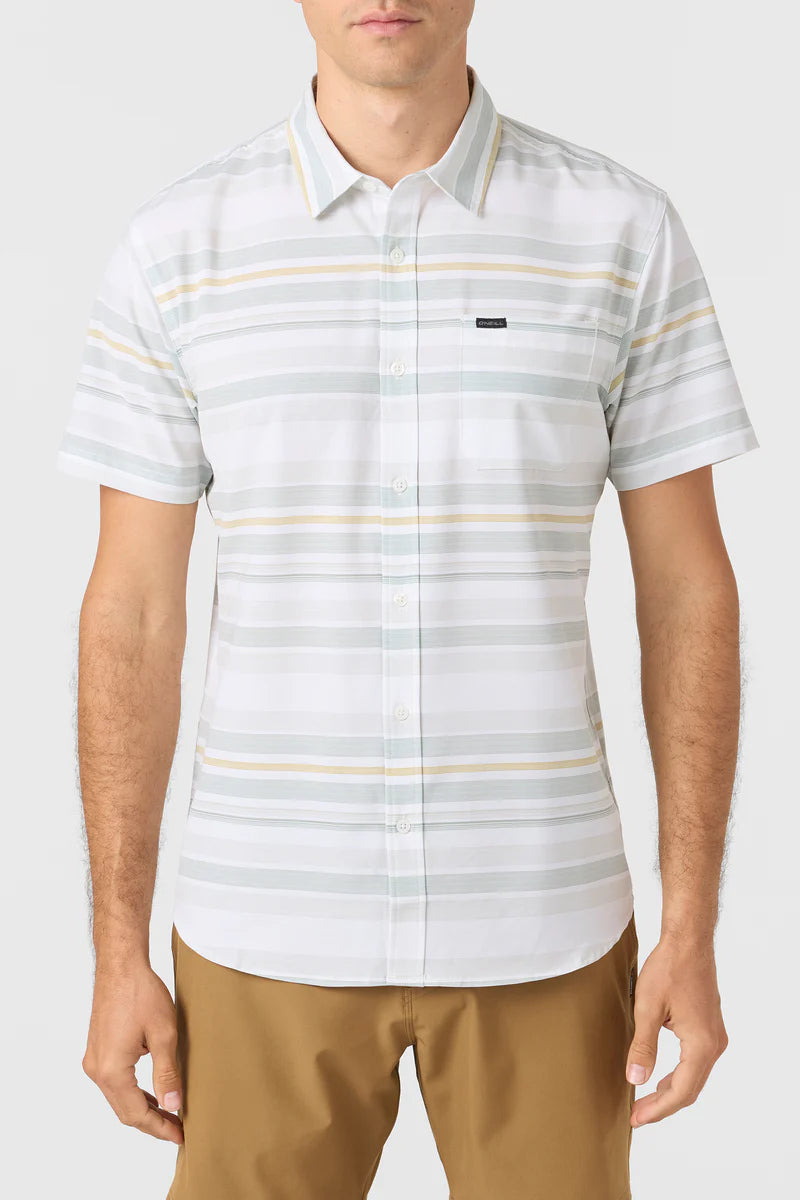 Oneill Trvlr Traverse Stripe UPF SS Button Down Shirt - Natural Mens Woven Shirt
