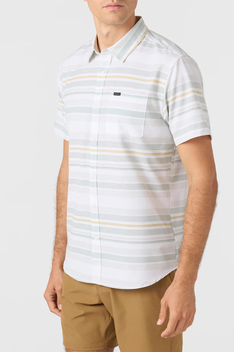 Oneill Trvlr Traverse Stripe UPF SS Button Down Shirt - Natural Mens Woven Shirt