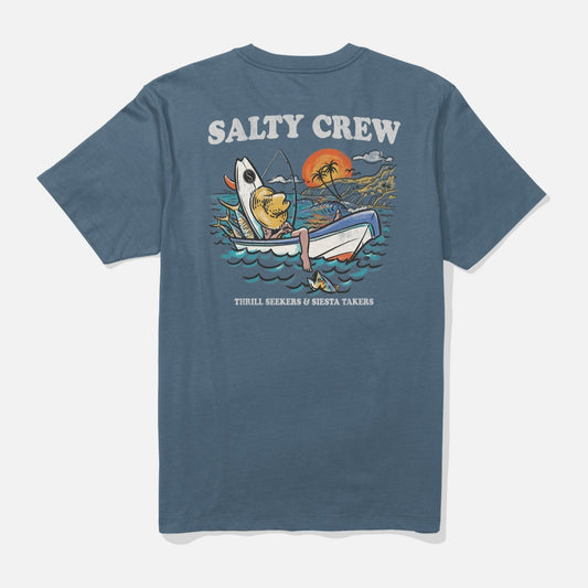 Salty Crew Down Time Men's S/S Premium Tee- Slate Blue Mens T Shirt