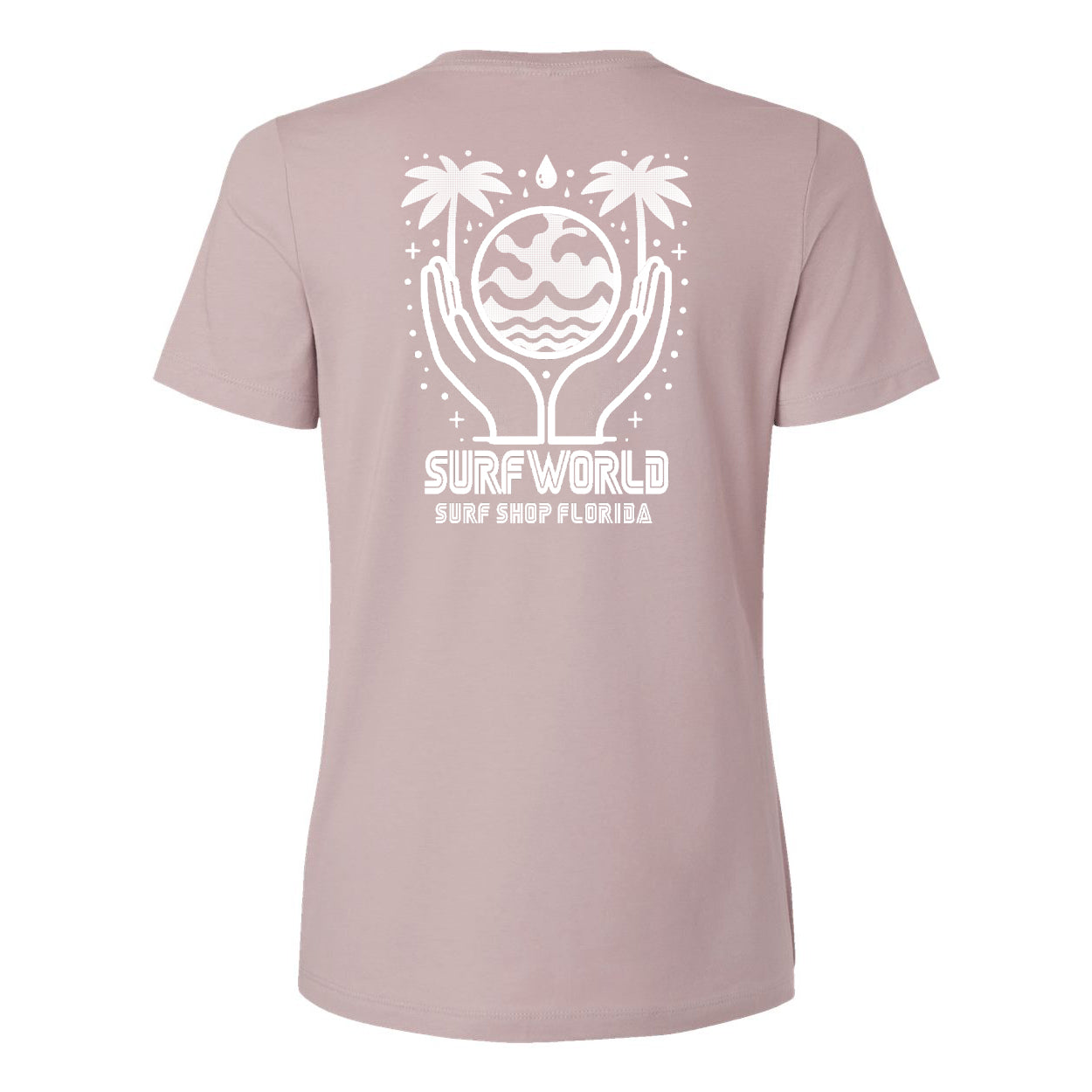 Surf World One Planet Relaxed Fit Women's Tee - PInk Gravel Womens T Shirt