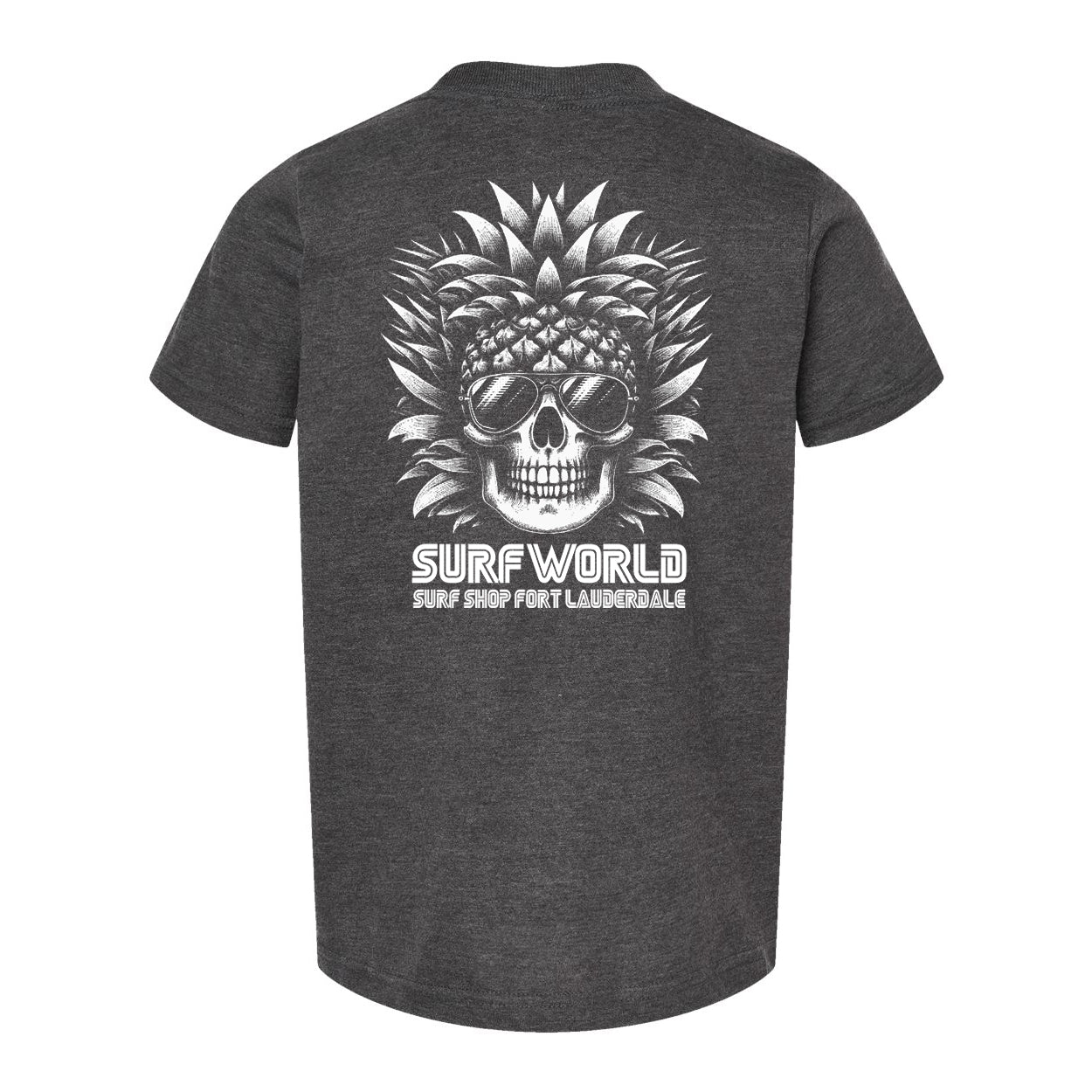 Surf World Pineapple Skull Kids Tee Shirt - Heather Charcoal Boys T Shirt