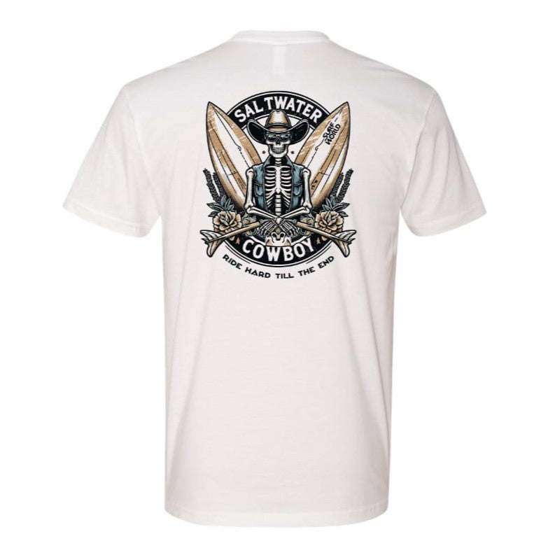 Surf World Salt Water Cowboy Tee - White Mens T Shirt