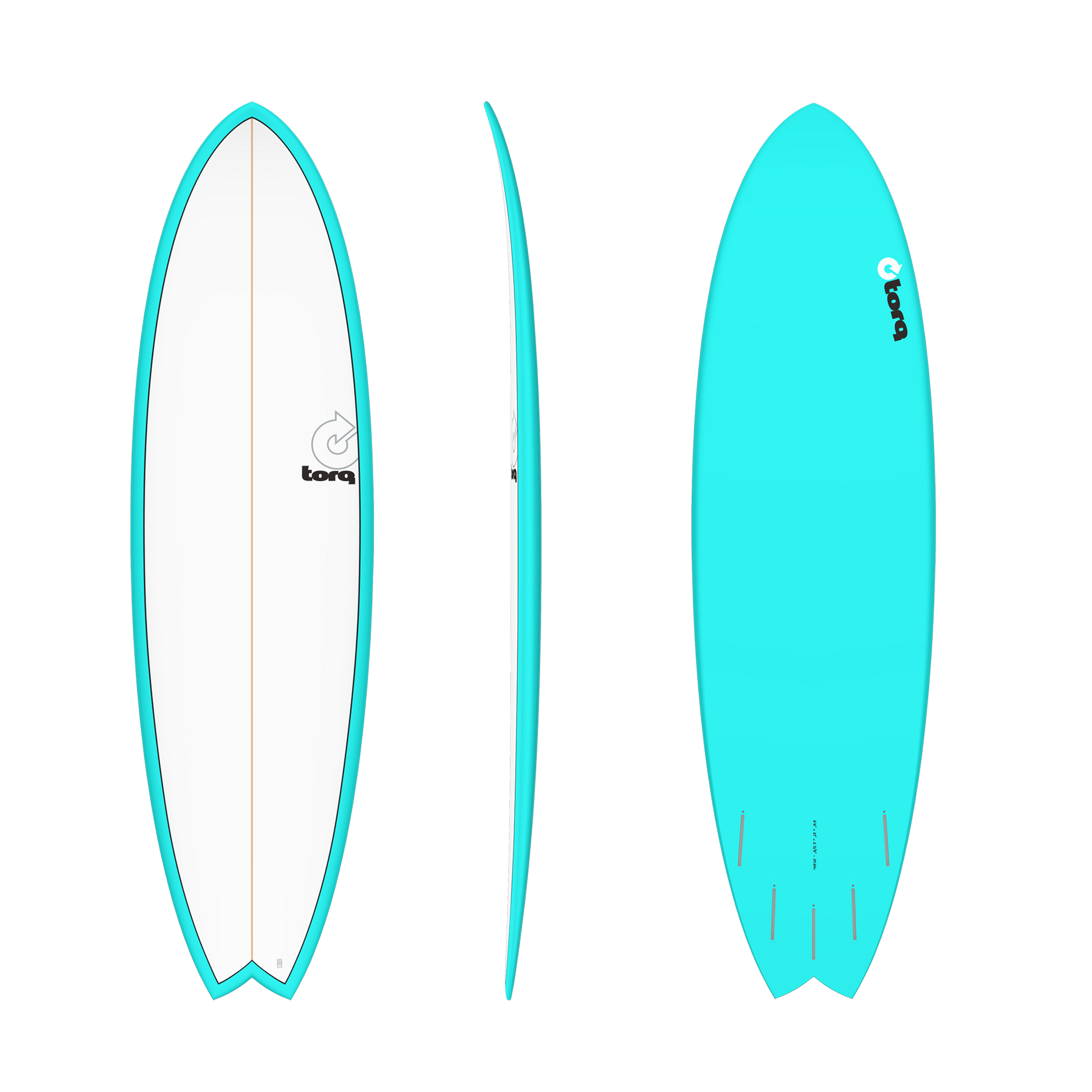 Torq 5'11"Pinline Mod Fish Surfboard - Miami Blue White Deck Surfboard