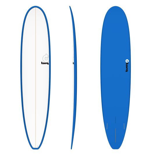 Torq 8'6" Longboard Surfboard - White Deck Blue Bottom Surfboard