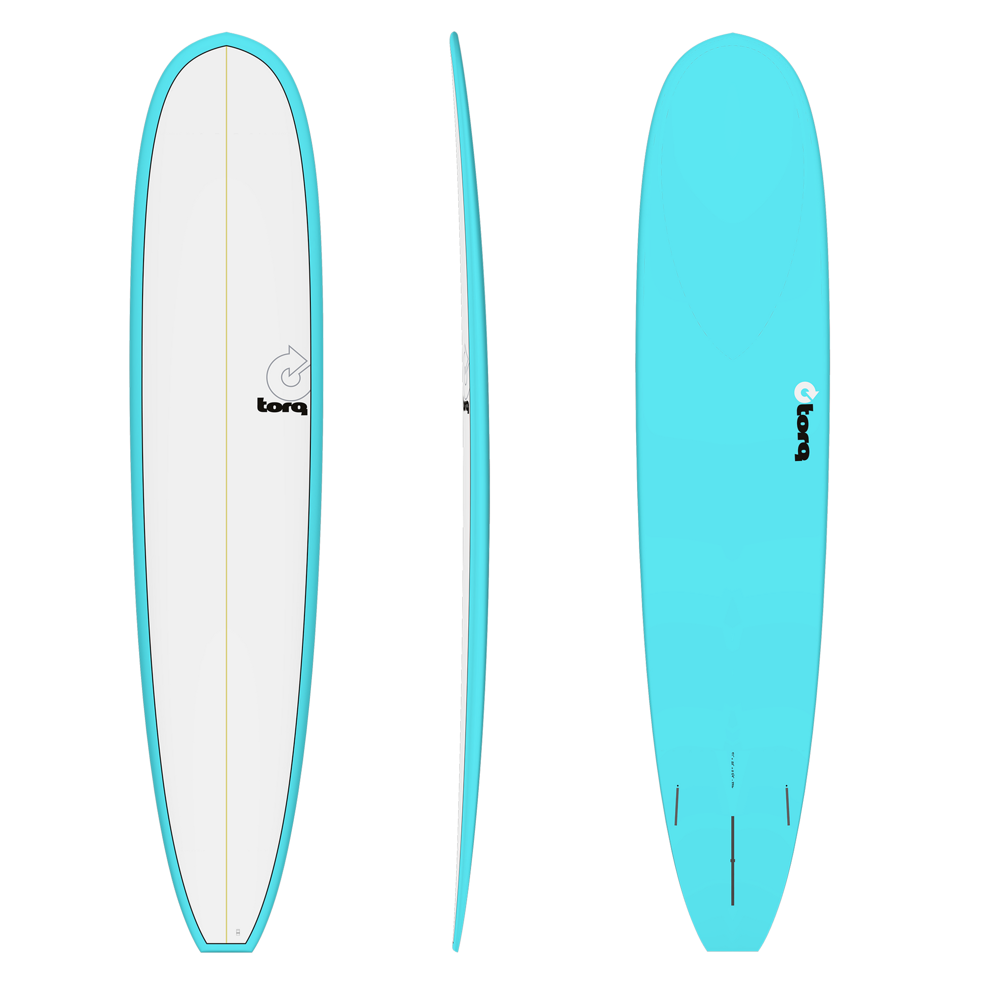 Torq 9'6" Noserider Longboard Surfboard - White Deck Miami Blue Bottom Surfboard