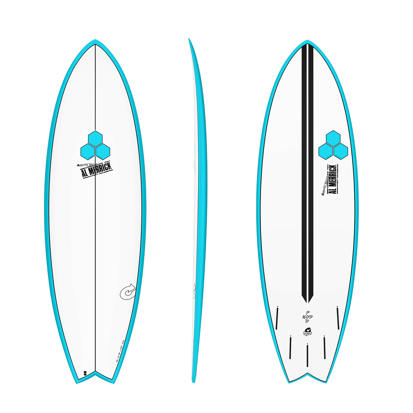 Torq Channel Islands Colab Al Merrick Pod Mod 5'10" Epoxy Surfboard - Blue Rails surfboard