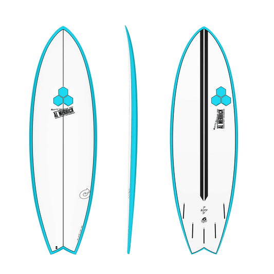 Torq Channel Islands Colab Al Merrick Pod Mod 5'10" Epoxy Surfboard - Blue Rails surfboard