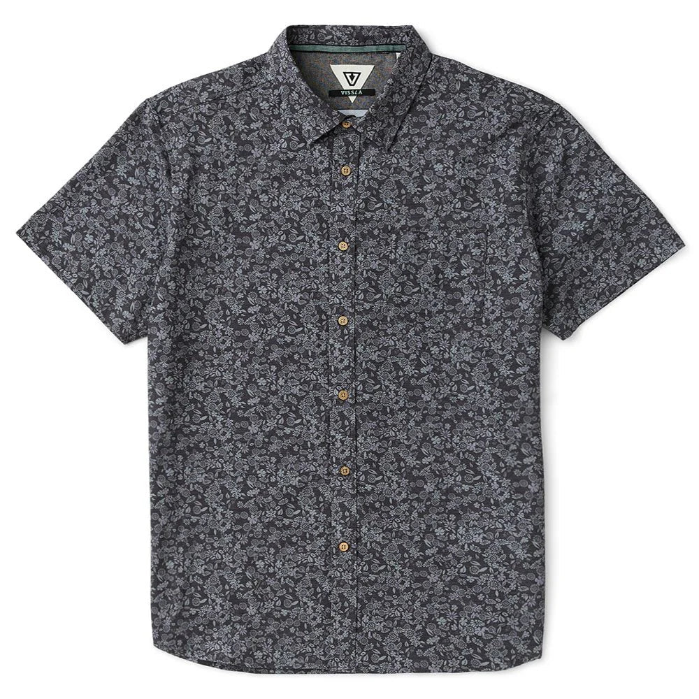 Vissla Sun Garden Eco Woven SS Button Down Shirt - Black Mens Woven Shirt