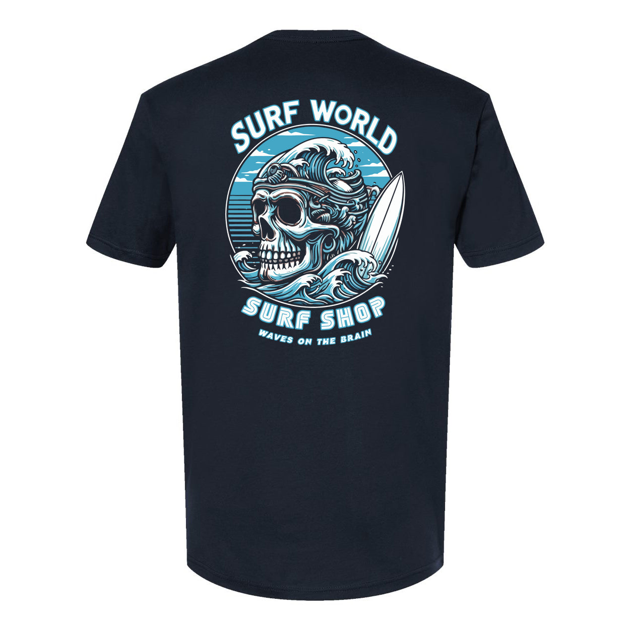 Surf World Waves on the Brain T-Shirt - Navy Mens T Shirt