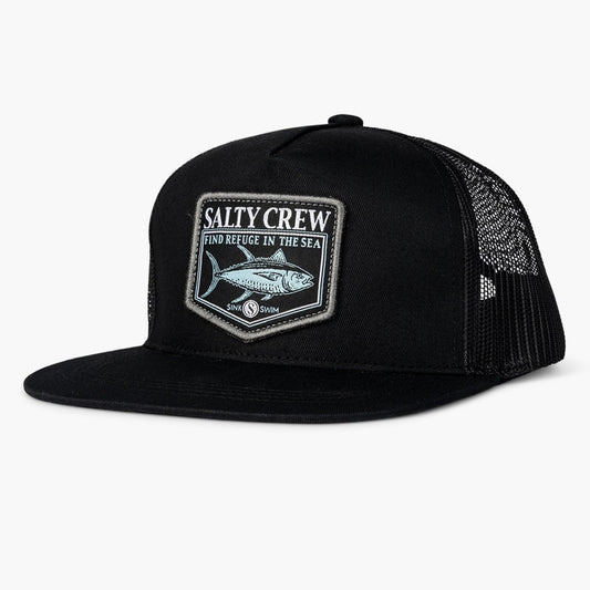 Salty Crew Angler Flat Bill Trucker Hat - Black Mens Hat