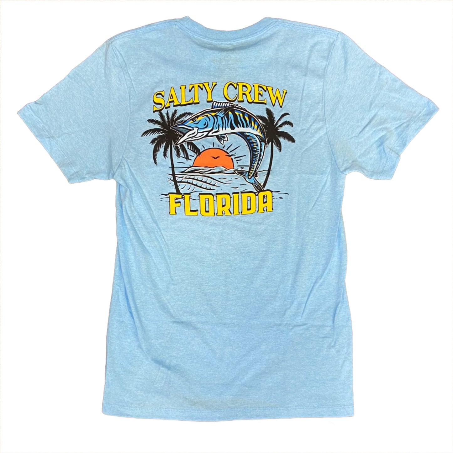 Salty Crew Florida Wahoo Men's S/S Premium Tee- Neon Sky Blue Mens T Shirt