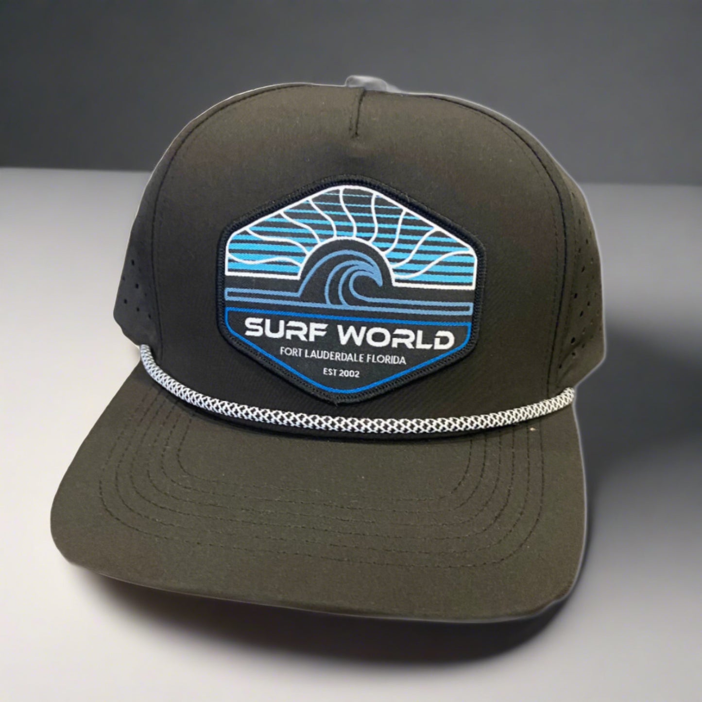 Surf World Performance Snap Back Hat - Black / Grey / White Hats