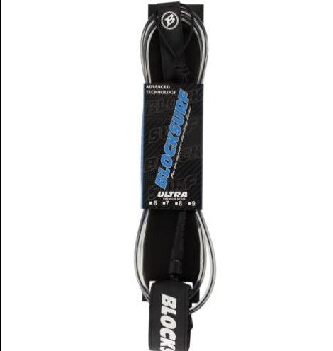 Blocksurf Ultra 7ft Surfboard Leash - Black Clear Leash