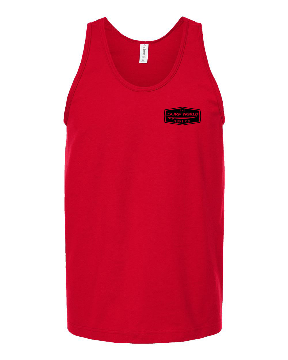 Surf World Support Your Local Surf Shop Tank Top - Red Mens T Shirt