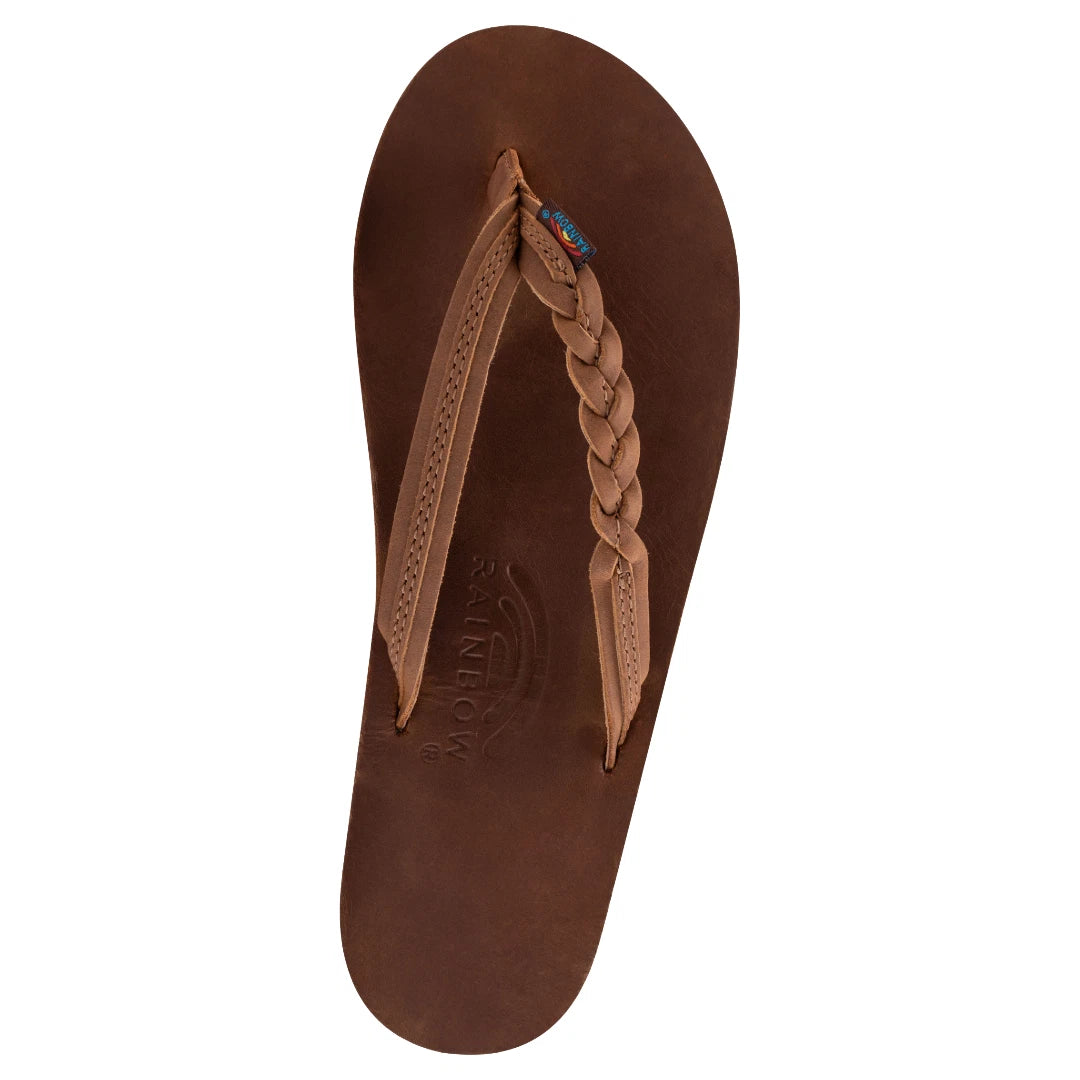 Rainbow Sandals Women's Flirty Braidy Redwood Brown Single Layer Leather