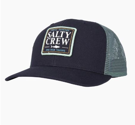 Salty Crew Cruiser Retro Trucker Hat - Black - Navy Dk Aqua Hats Navy
