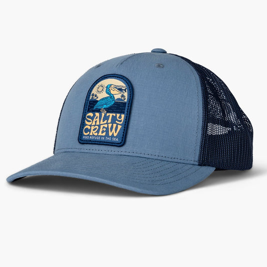 Salty Crew Seaside Retro Trucker Hat - Slate Blue Navy Mens Hat