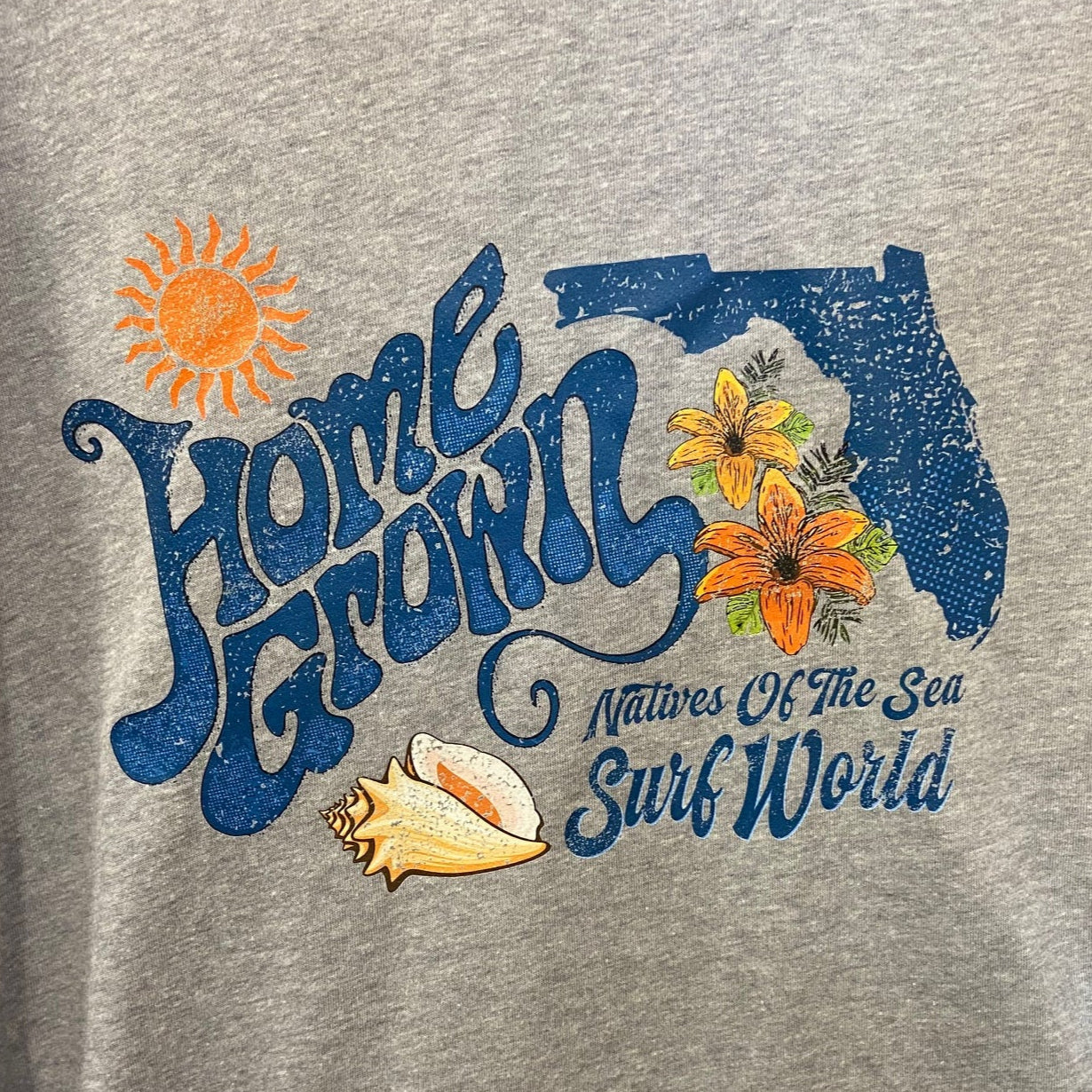 Surf World Home Grown Native of the Sea Lauderdale Crop Tee - Heather Grey Womens T Shirt