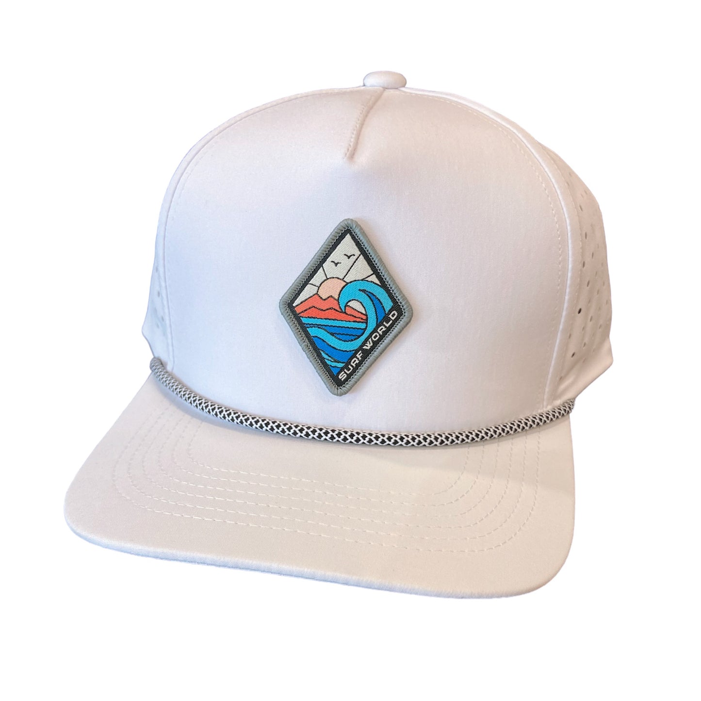 Surf World Performance Snap Back Hat - Black / Grey / White Hats White Diamond Wave