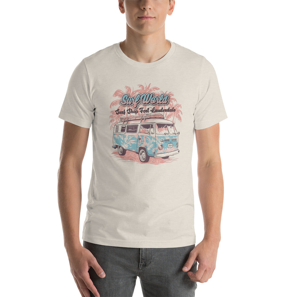 Surf World Floral VW Bus Unisex t-shirt Mens T Shirt Heather Dust