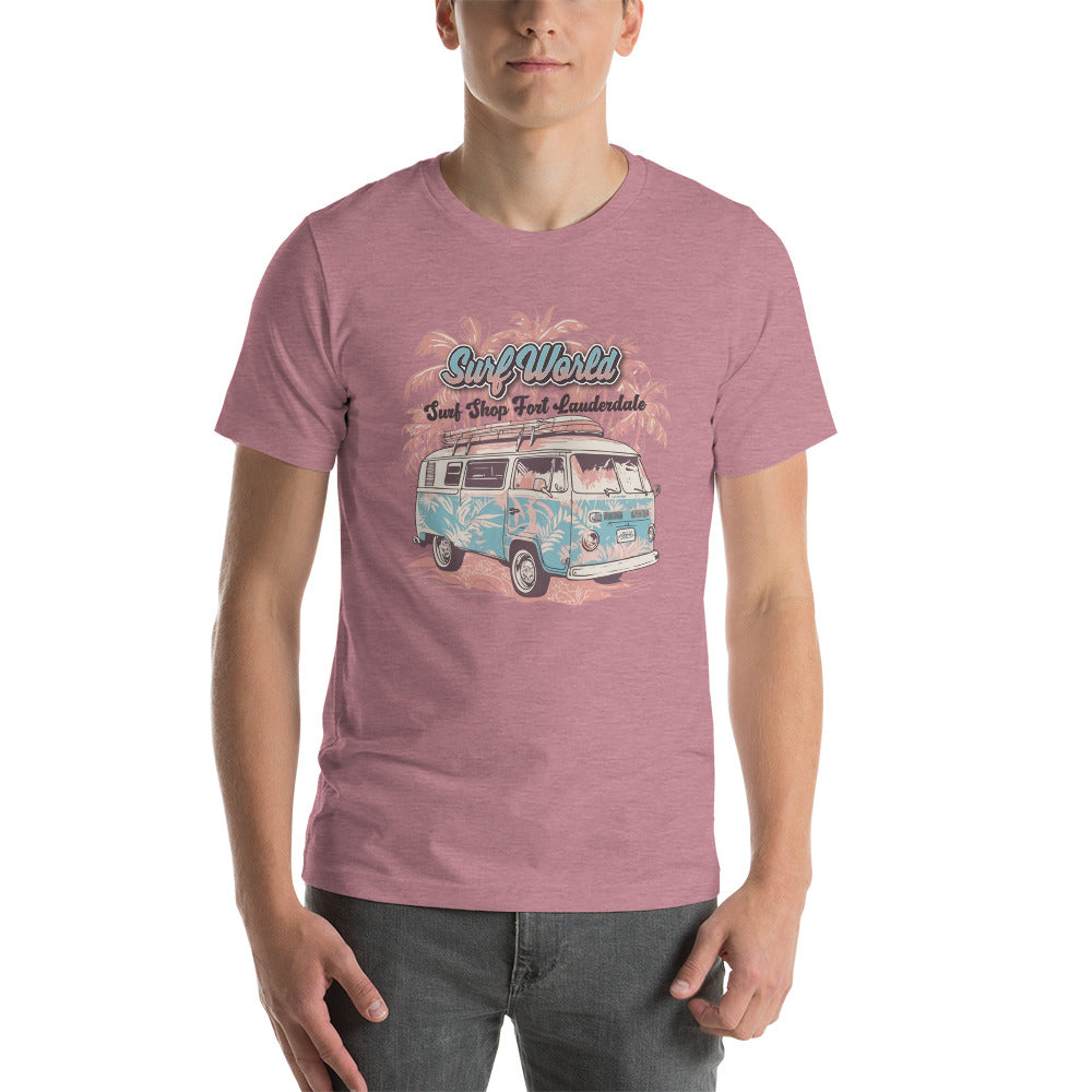 Surf World Floral VW Bus Unisex t-shirt Mens T Shirt Heather Orchid