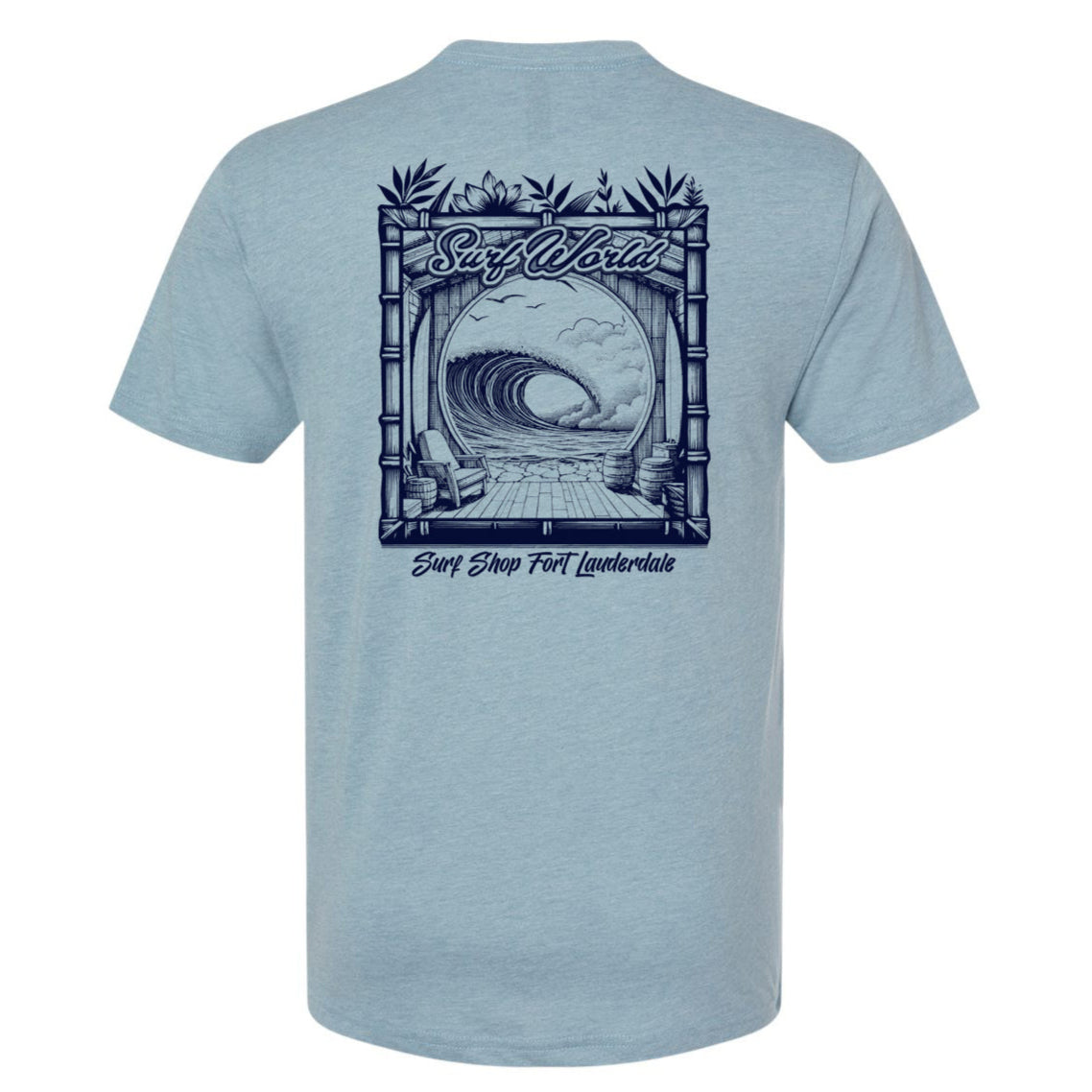 Surf World Waveroom Bungalow Triblend Tee - Vintage Stonewash Denim Mens T Shirt