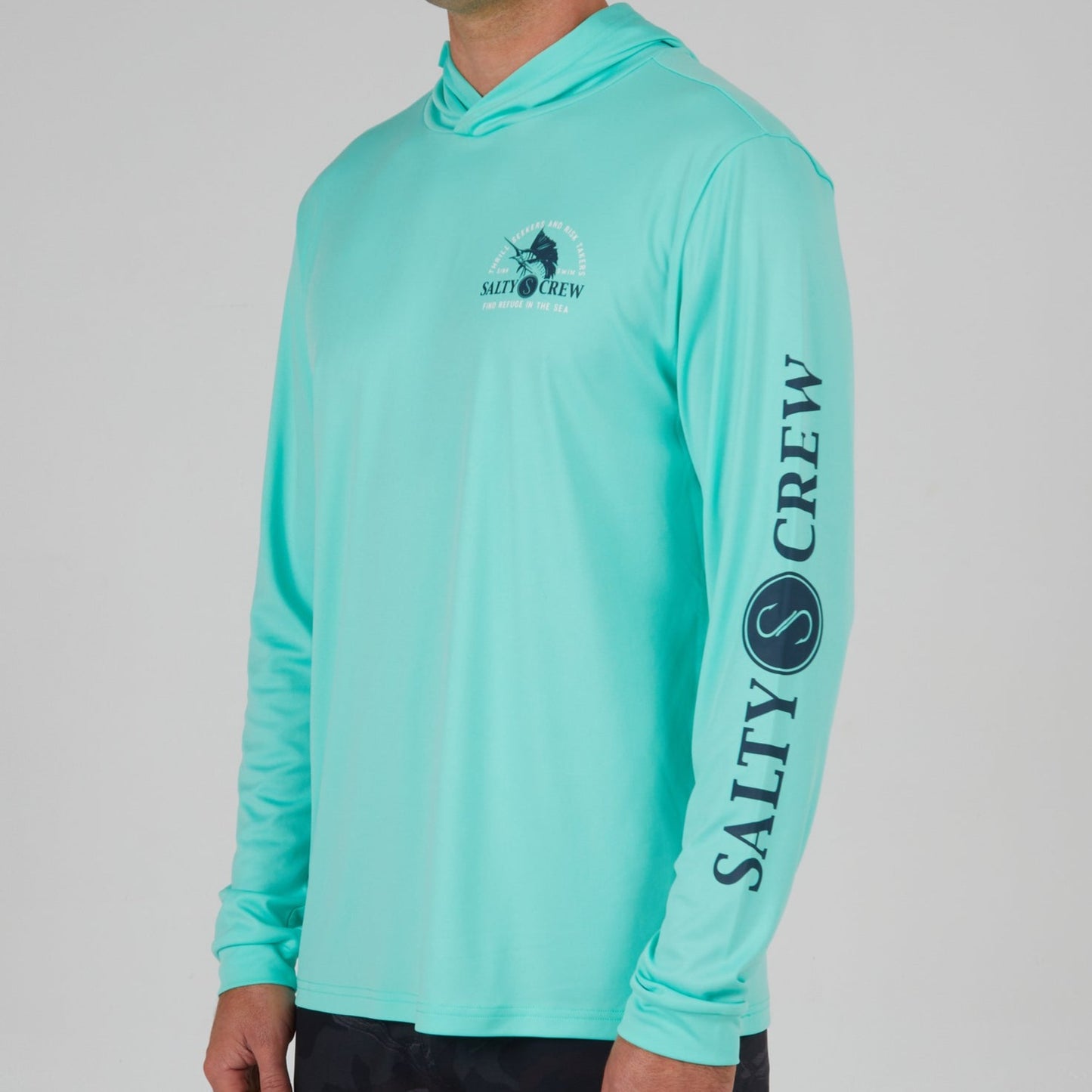 Salty Crew Yacht Club Hooded Sun Shirt - UPF 40 - Seafoam Rashguard Sun Protection