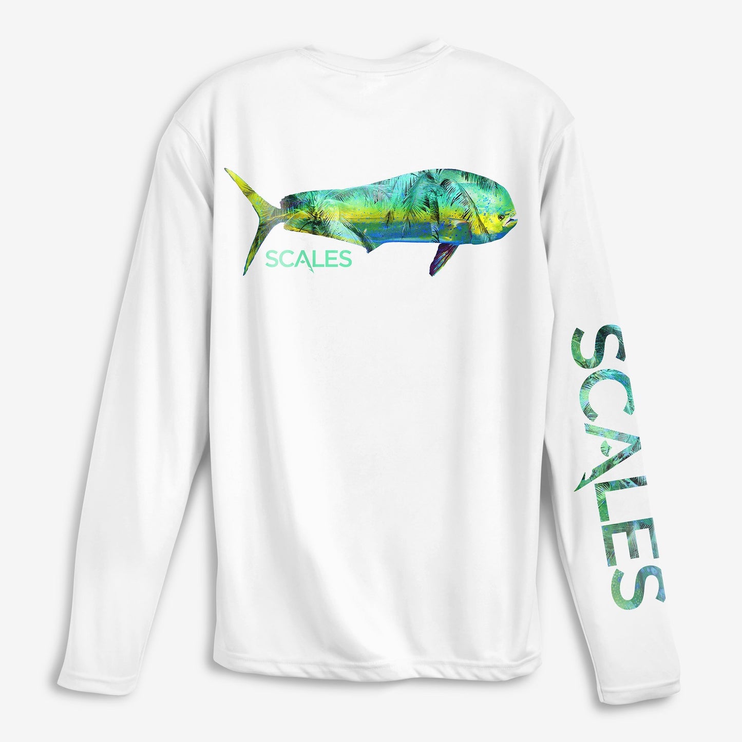 SCALES Tropical Mahi Performance Shirt - White Rashguard Sun Protection