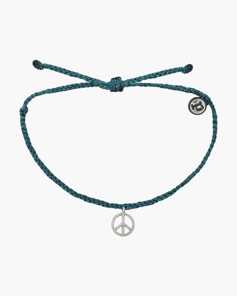 Pura Vida Silver Peace Charm Bracelet - Mineral Green Jewelry