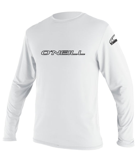 Oneill Men's Basic Skins UPF 50+ LS Rash Tee 4339 - White Rashguard Sun Protection